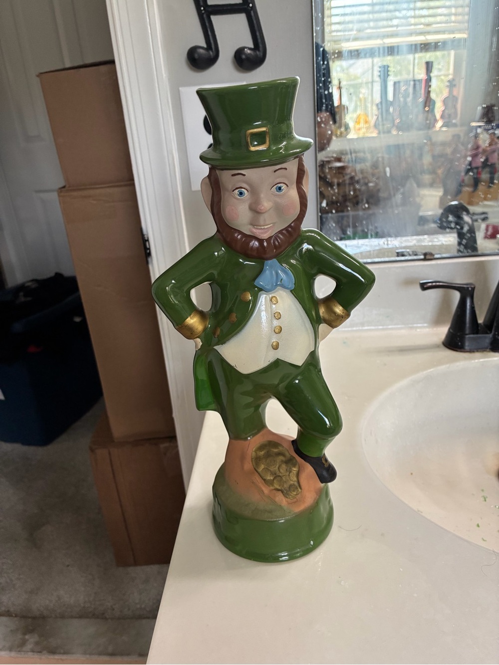 Vintage 1991 Jim Beam "Mr. Leprechaun" Bourbon Whiskey Decanter.